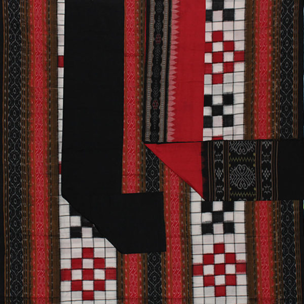 Bichitrapuri Double Ikat sambalpuri dress material salwar set Red, White, Black (3 Piece)
