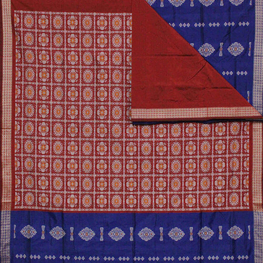 Full body Bomkai silk Sambalpuri Pata saree (Mix) (Blue, Maroon) (2)