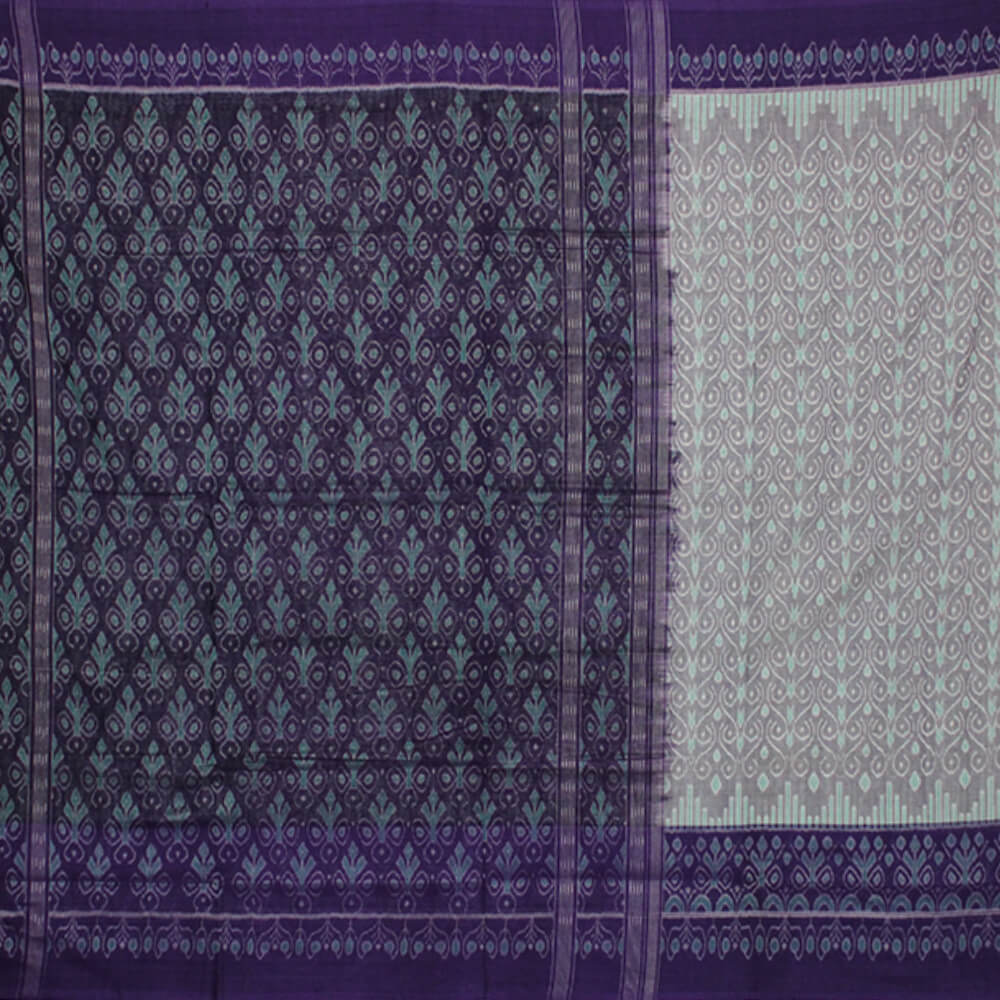 Jhoti print paper bandha sambalpuri saree Light Purple (1)