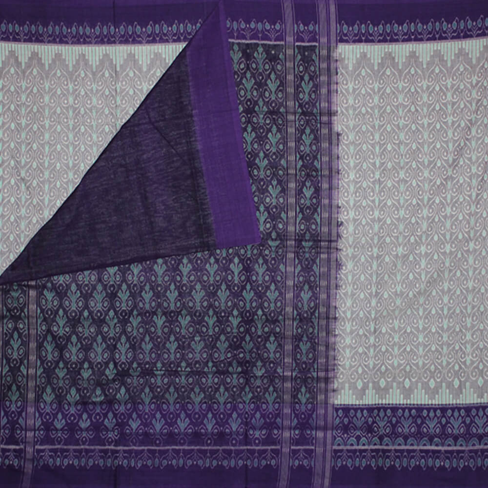 Jhoti print paper bandha sambalpuri saree Light Purple (3)