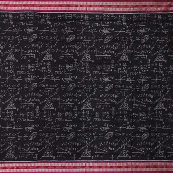 Math Saree silk Sambalpuri Pata saree (Vidya Balan sambalpuri saree) (Black, Magenta) (Special Anchal)