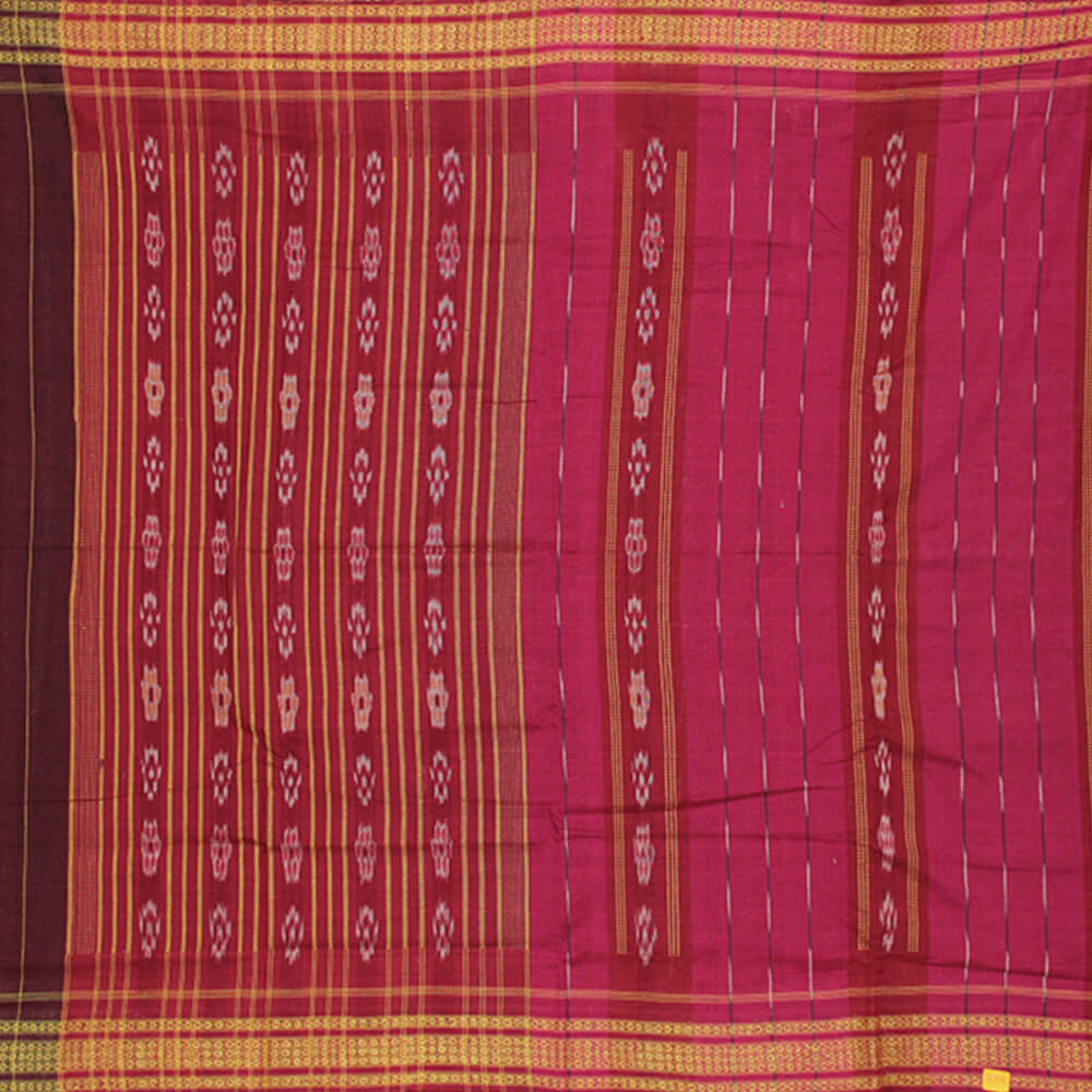 Single Line Small print sambalpuri cotton saree (1)