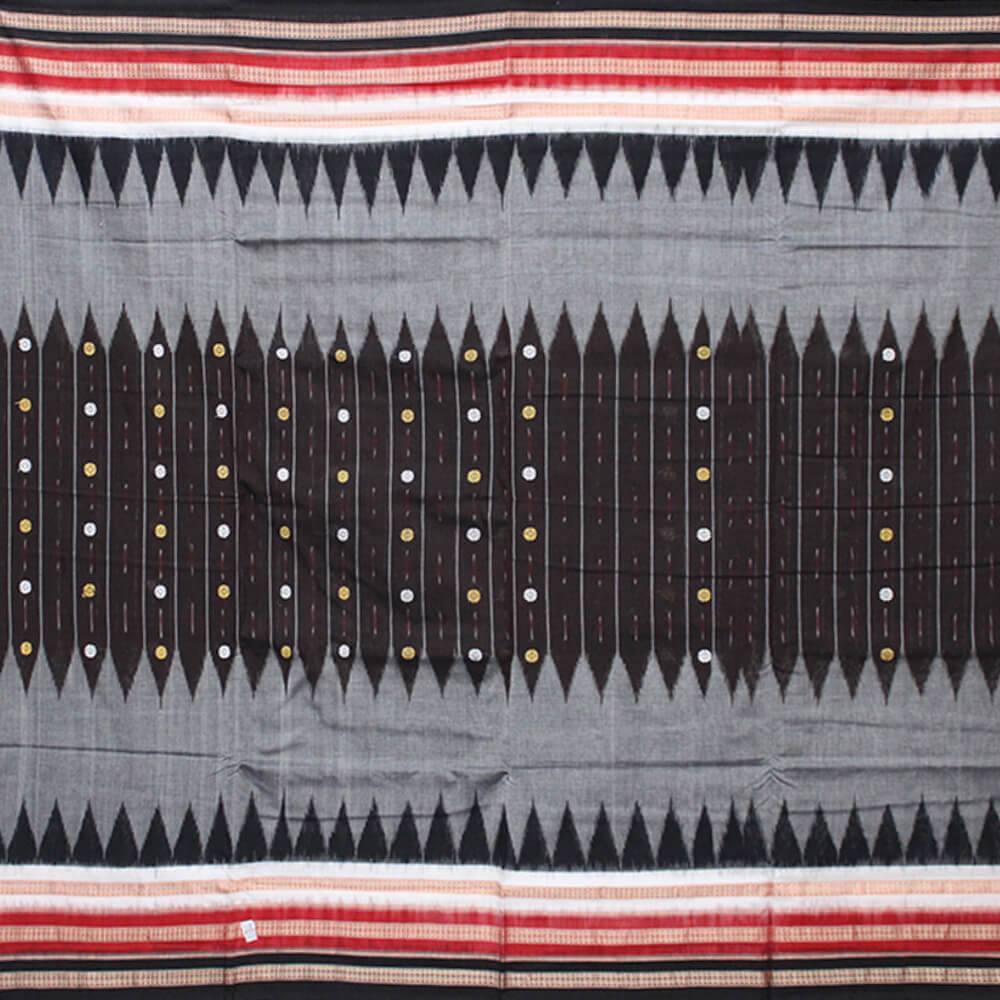 2d temple border buti bomkai sambalpuri ikat saree - Swadeshi Dhaaga ...