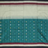 Cross Buti Bomkai with small temple border 3 color sambalpuri ikat cotton saree