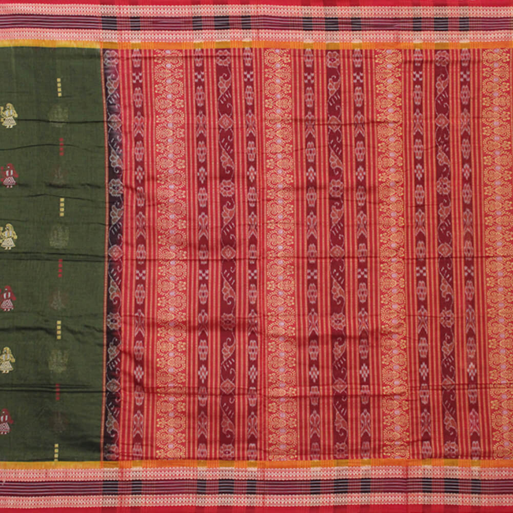 Doll design 3d border sambalpuri bomkai cotton saree (1)