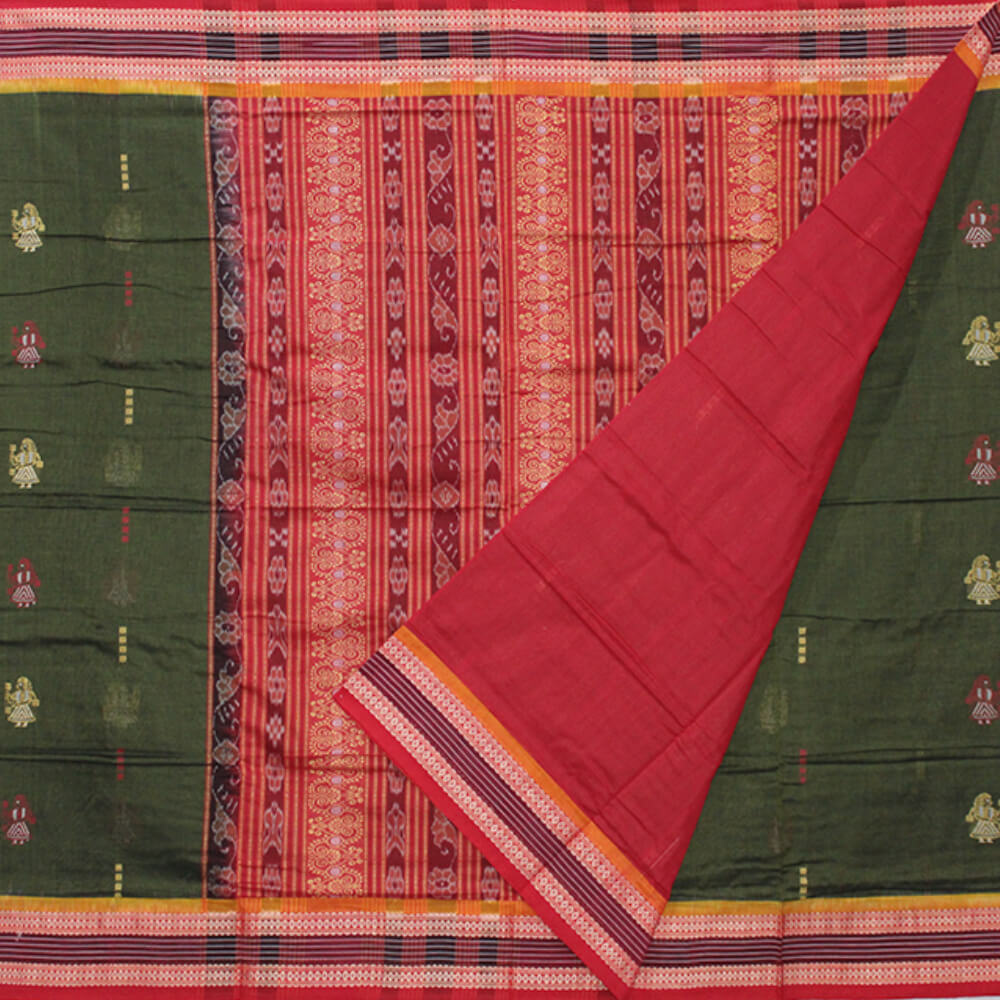 Doll design 3d border sambalpuri bomkai cotton saree (3)