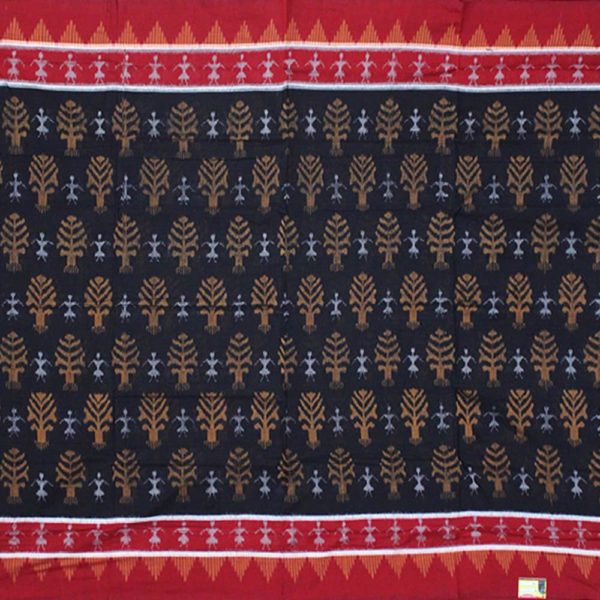Flower and terracotta design sambalpuri cotton ikat saree