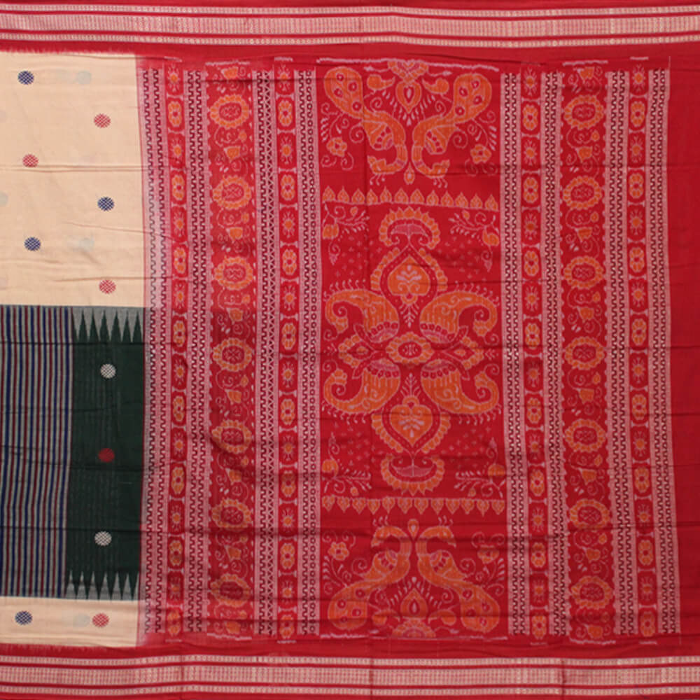 Half Half check design bomkai buti sambalpuri saree (1)