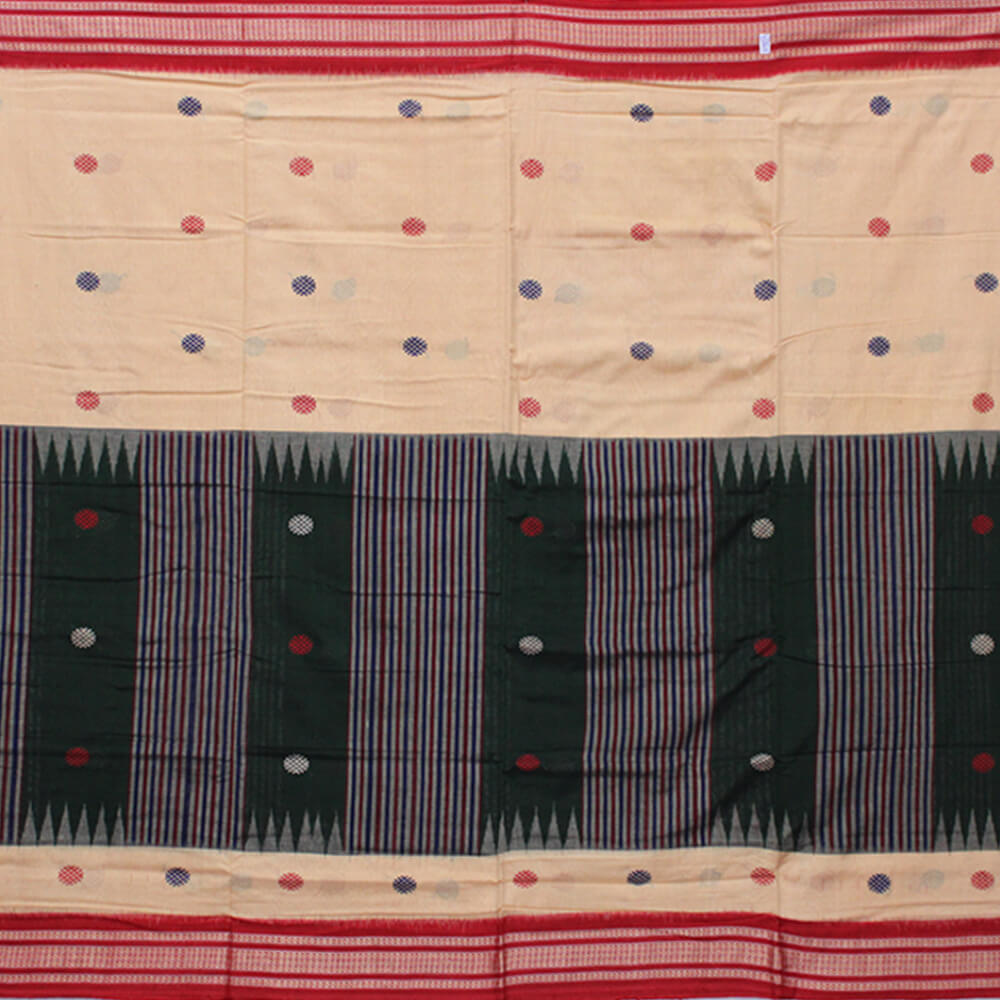 Half Half check design bomkai buti sambalpuri saree