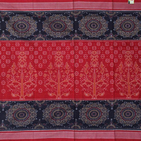 Jhuti and flower design paper bandha sambalpuri cotton ikat saree