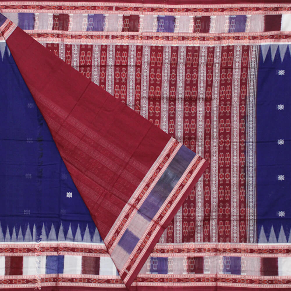 Pasapalli border bomkai buti sambalpuri saree(with Blue color) (2)