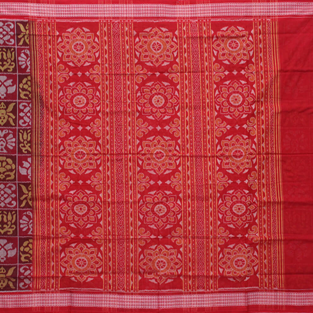 Cream Handloom Orissa Cotton Saree With Tie & Dye Border