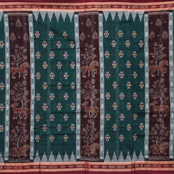 Wild animal print bomkai sambalpuri saree