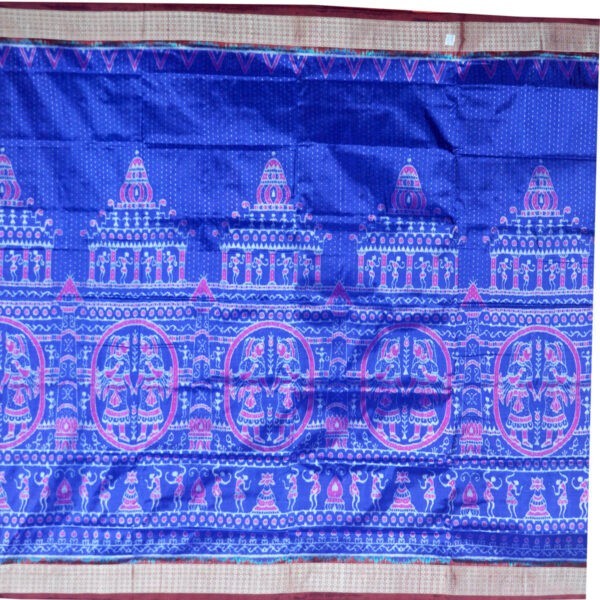 Terracotta jhoti bandha Temple Design sambalpuri silk saree
